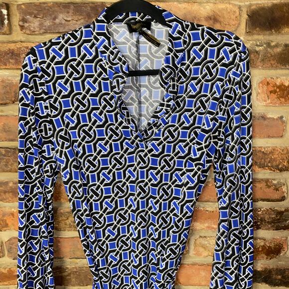 Laundry by Design Blue Black Geometric Mini Dress Women's Size Small - Picture 2 of 7